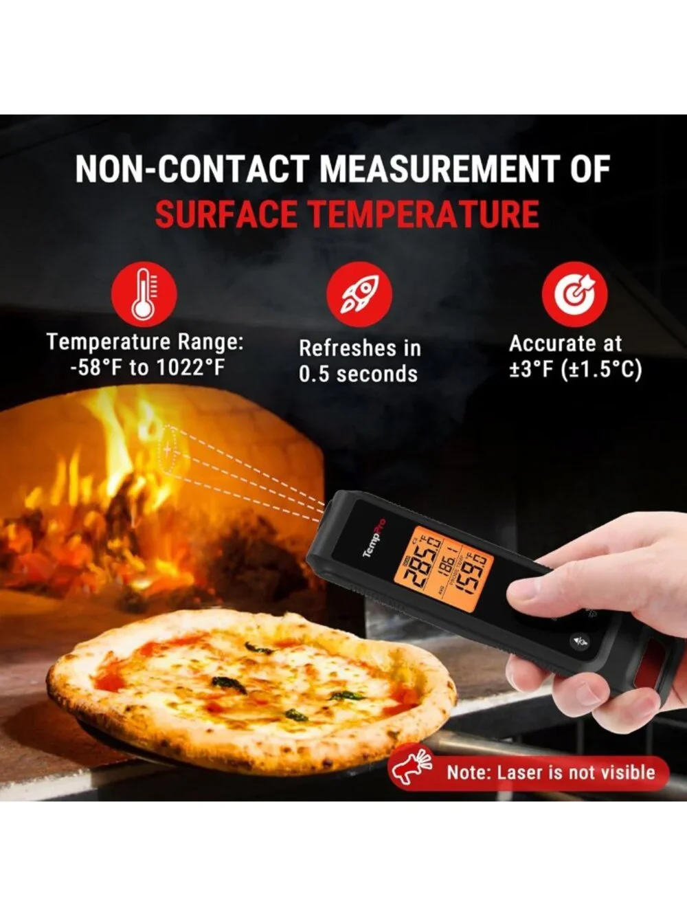 2-in-1 Instant Read Cooking Thermometer - Infrared & Meat Probe, Non-Contact